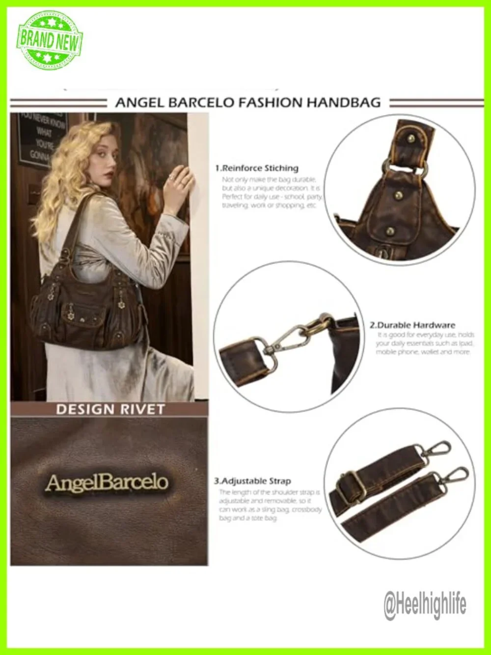 Soft PU Leather Hobo Shoulder Crossbody Bag with Multiple Pockets